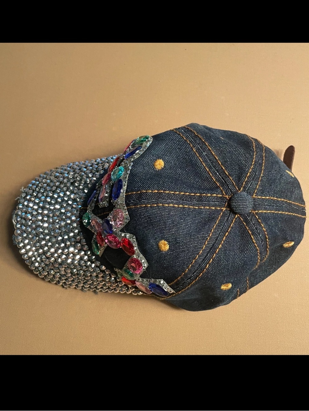 “Sexy” Bling Rhinestone Blue Denim Hat/Cap Adjustable Bedazzled Flair Sexy Bold - Picture 2 of 4
